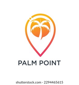 Palm logo design template with pin location
