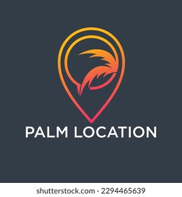 Palm logo design template with pin location