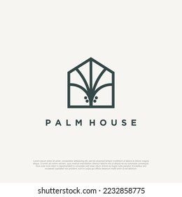 Palm logo design vector with house concept Premium Vector