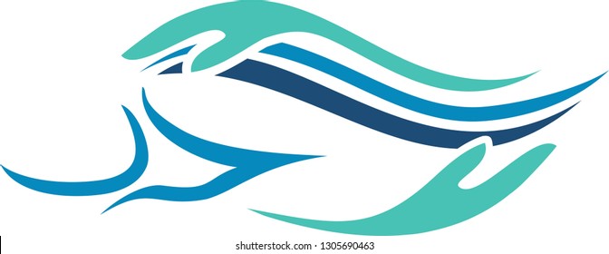 palm logo in the form of waves. Spa