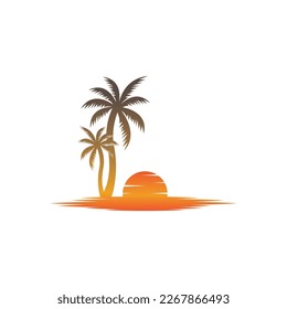 Palm logo icon template and symbol vector tree design