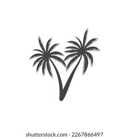 Palm logo icon template and symbol vector tree design