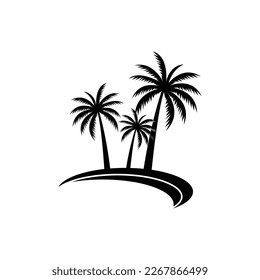 Palm logo icon template and symbol vector tree design