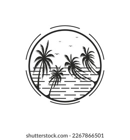 Palm logo icon template and symbol vector tree design