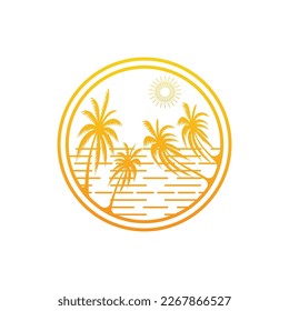 Palm logo icon template and symbol vector tree design