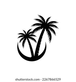 Palm logo icon template and symbol vector tree design