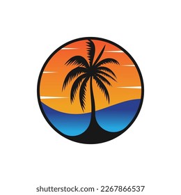 Plantilla de icono del logotipo de la palma y diseño del árbol del vector de símbolos