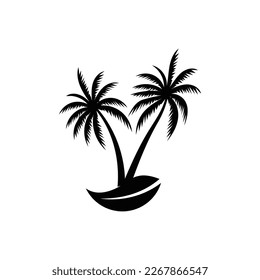 Plantilla de icono del logotipo de la palma y diseño del árbol del vector de símbolos