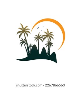 Palm logo icon template and symbol vector tree design