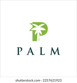 Palm-Logo mit Anfangsbuchstaben P-Logo, Vektorvorlage