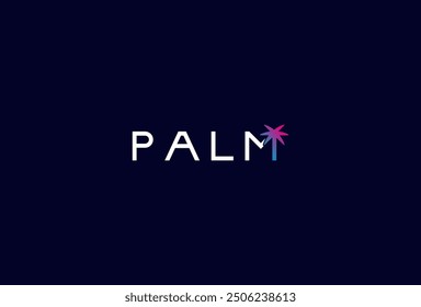 Palm Logo, letter M as with palm tree combination in text Palm typography logo, vector illustration