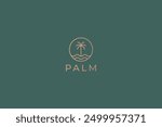 Palm Logo Nature Beach Island Tropical Desert Oasis Luxury Minimalist Concept