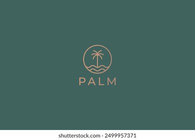 Palm Logo Nature Beach Island Tropical Desert Oasis Luxury Minimalist Concept