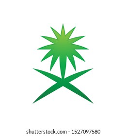 Palm Logo. Simple Symbol. Saudi Arabia. Green icon. Vector Illustration.