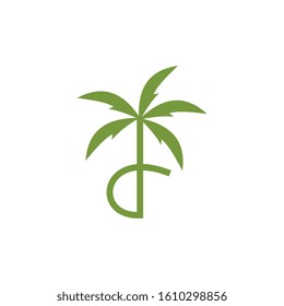 Palm logo template design vector. beach , sea