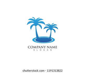 Palm logo tree template and vector illustration