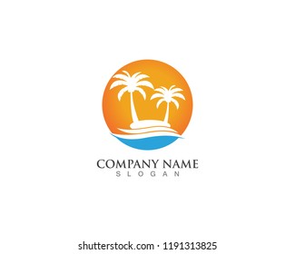 Palm logo tree template and vector illustration