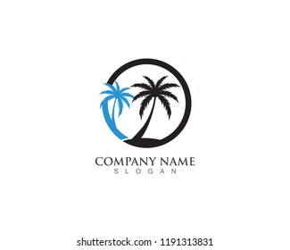 Palm logo tree template and vector illustration