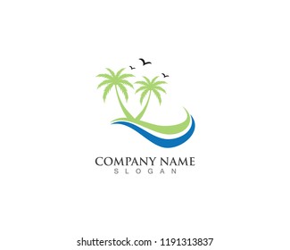 Palm logo tree template and vector illustration