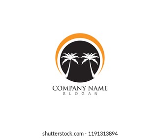 Palm logo tree template and vector illustration