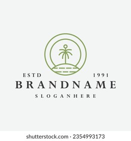 Palm logo vector icon illustration hipster vintage retro
