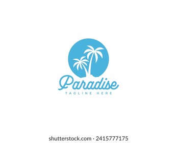 palm logo vector illustration. beach coconut tree logo template