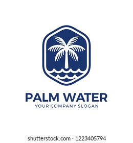 Palm logo with water logo design