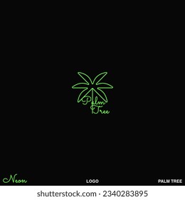Palm logo for your design. Neon palm tree. Palm vector illustration. Icon sign.