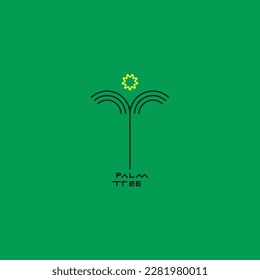 Palm logo for your design. Palm trees. Palm vector illustration. Icon sign. Modern palm tree logo with sun.