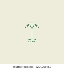 Palm logo for your design. Palm trees. Palm vector illustration. Icon sign. Modern palm tree logo with sun.