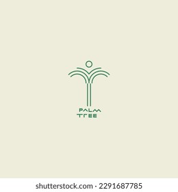 Palm logo for your design. Palm trees. Palm vector illustration. Icon sign. Modern palm tree logo with sun.