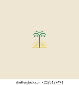 Logo de la palma para tu diseño. Palmeras. Ilustración vectorial de la palma. Signo de icono. Logo moderno de la palmera con sol.