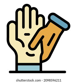 Palm massage icon. Outline palm massage vector icon color flat isolated