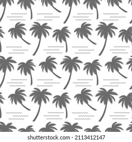 Silueta monocroma de palma. Patrón vectorial sin fisuras para el diseño, embalaje, tela, papel tapizado. 