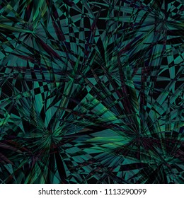 Palm Monstera Seamless Pattern. Black Green Tropical Summer Background. Beach Jungle Leaves for Swimwear Design. Lei Rapport. Retro Hawaiian Print. Exotic Texture. Botanic tiling.