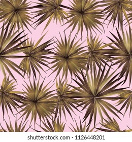 Palm Monstera Seamless Pattern. Magenta Tropical Summer Background. Beach Jungle Leaves for Swimwear Design. Lei Rapport. Vintage Hawaiian Print. Exotic Texture. Botanic tile.