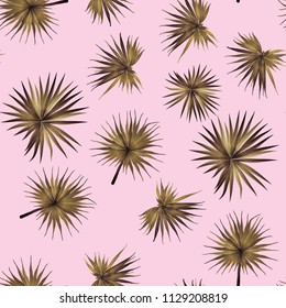 Palm Monstera Seamless Pattern. Magenta Tropical Summer Background. Beach Jungle Leaves for Swimwear Design. Lei Rapport. Retro Hawaiian Print. Tropic Textile Texture.  Botanic tile.