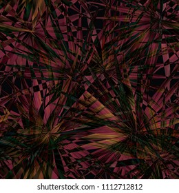 Palm Monstera Seamless Pattern. Orange Black Tropical Summer Background. Beach Jungle Leaves for Swimwear Design. Lei Rapport. Retro Hawaiian Print. Exotic Texture. Botanic tiling.
