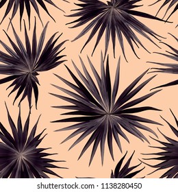 Palm Monstera Seamless Pattern. Orange Black Tropical Summer Background. Beach Jungle Leaves for Swimwear Design. Lei Rapport. Vintage Hawaiian Print. Tropic Textile Texture.  Botanic tile.