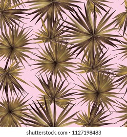 Palm Monstera Seamless Pattern. Pink White Tropical Summer Background. Beach Jungle Leaves for Swimwear Design. Lei Rapport. Vintage Hawaiian Print. Tropic Textile Texture.  Botanic tiling.
