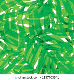 Palm Monstera Seamless Pattern. White Green Tropical Summer Background. Beach Jungle Leaves for Swimwear Design. Lei Rapport. Retro Hawaiian Print. Tropic Textile Texture.  Botanic tiling.