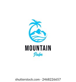 palm mountain logo design vector illustration landscape desert logo design with desert hills	