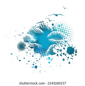 Palm object blue. Vector illustration