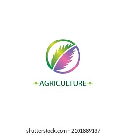 palm oil farm logo leaf gradation circle design vector