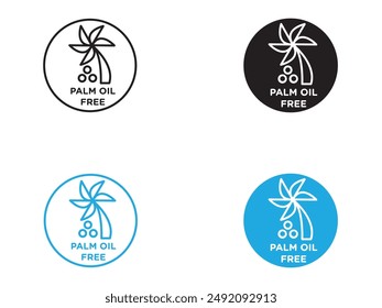 Palm oil free icon black and white vector outline sign