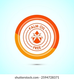 Palm oil free icon design illustration, No palm oil sign, healthy organic food, Orange color button design