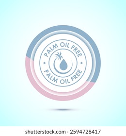 Palm oil free icon design illustration, No palm oil sign, healthy organic food, Pastel color button design