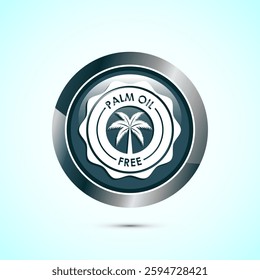 Palm oil free icon design illustration, No palm oil sign, healthy organic food, Gray color round button design
