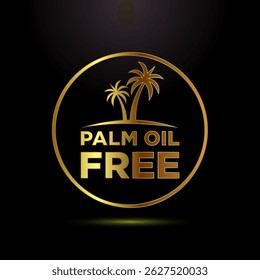 Palm oil free icon design illustration, healthy organic food, No palm oil sign symbol in gold color style