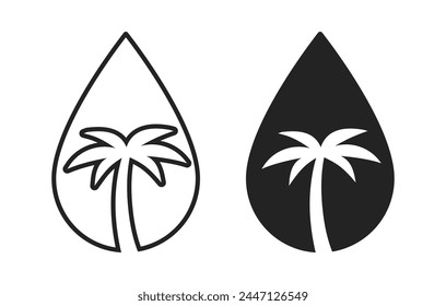 Palm oil free icon. Dripped oil vector illustration. Palm tree symbol isolated.